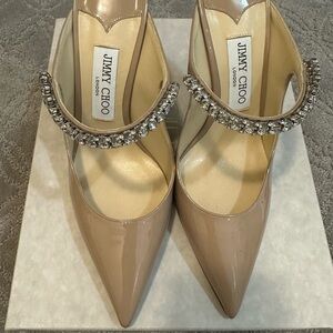 Jimmy Choo Beige Bing 100 Patent Leather Heels